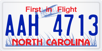 NC license plate AAH4713