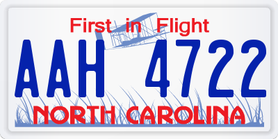 NC license plate AAH4722
