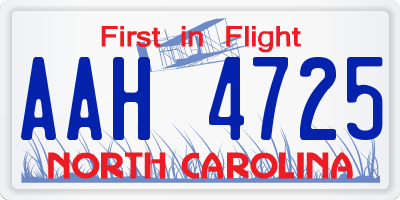 NC license plate AAH4725
