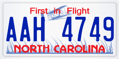 NC license plate AAH4749