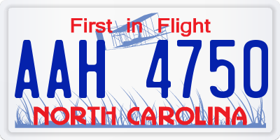 NC license plate AAH4750