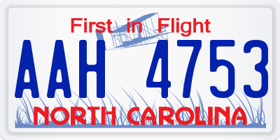NC license plate AAH4753