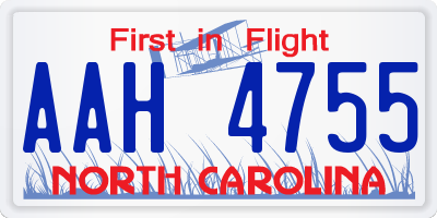 NC license plate AAH4755