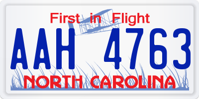 NC license plate AAH4763