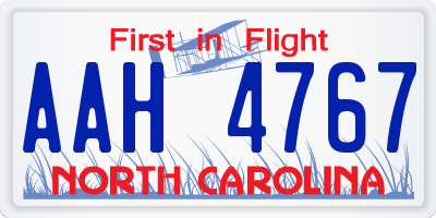 NC license plate AAH4767