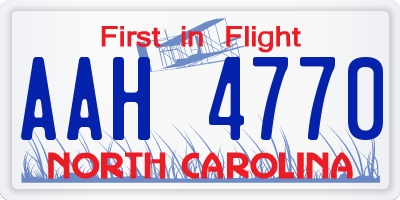 NC license plate AAH4770