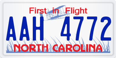 NC license plate AAH4772