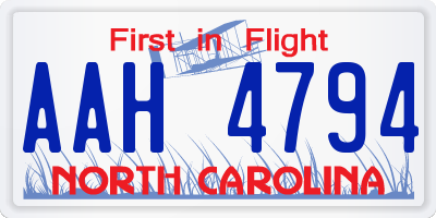 NC license plate AAH4794