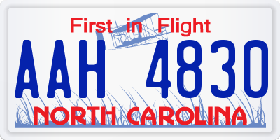 NC license plate AAH4830