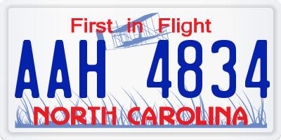 NC license plate AAH4834