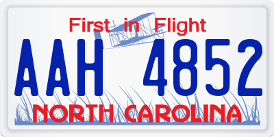 NC license plate AAH4852