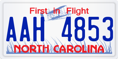 NC license plate AAH4853