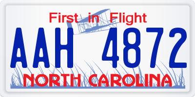 NC license plate AAH4872
