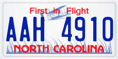 NC license plate AAH4910