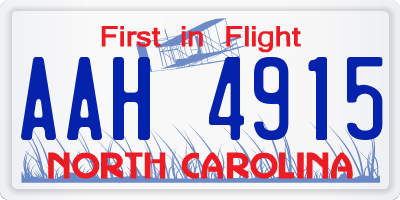 NC license plate AAH4915