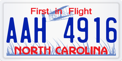NC license plate AAH4916