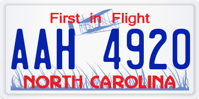 NC license plate AAH4920