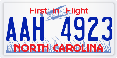 NC license plate AAH4923
