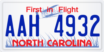 NC license plate AAH4932