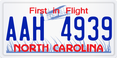 NC license plate AAH4939