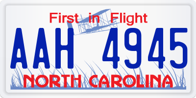 NC license plate AAH4945