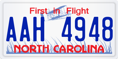 NC license plate AAH4948