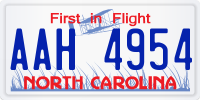 NC license plate AAH4954