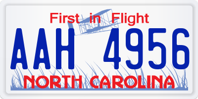 NC license plate AAH4956