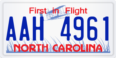 NC license plate AAH4961