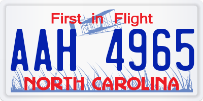 NC license plate AAH4965