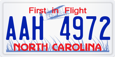 NC license plate AAH4972