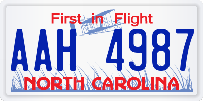 NC license plate AAH4987