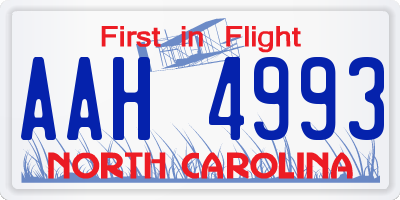 NC license plate AAH4993