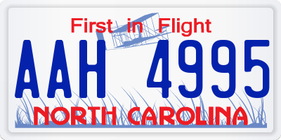 NC license plate AAH4995