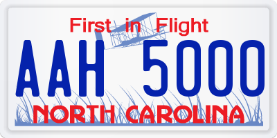 NC license plate AAH5000