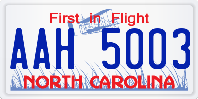 NC license plate AAH5003