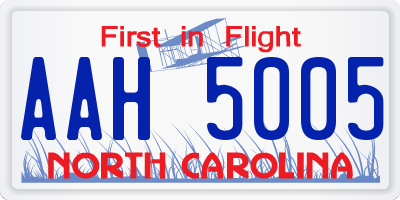 NC license plate AAH5005