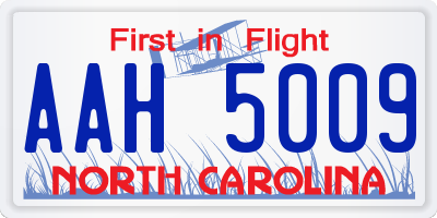 NC license plate AAH5009