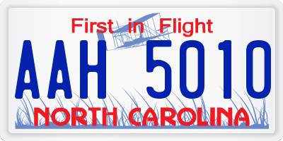NC license plate AAH5010