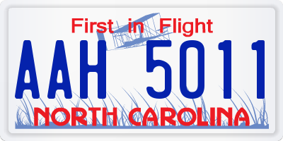 NC license plate AAH5011
