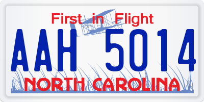 NC license plate AAH5014
