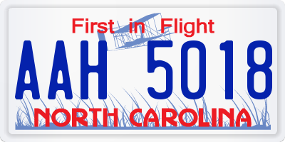 NC license plate AAH5018