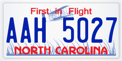 NC license plate AAH5027