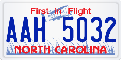NC license plate AAH5032