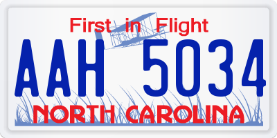 NC license plate AAH5034