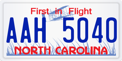NC license plate AAH5040