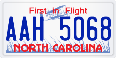 NC license plate AAH5068