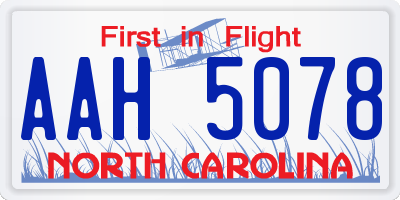 NC license plate AAH5078
