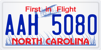 NC license plate AAH5080