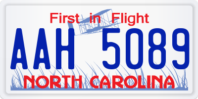 NC license plate AAH5089